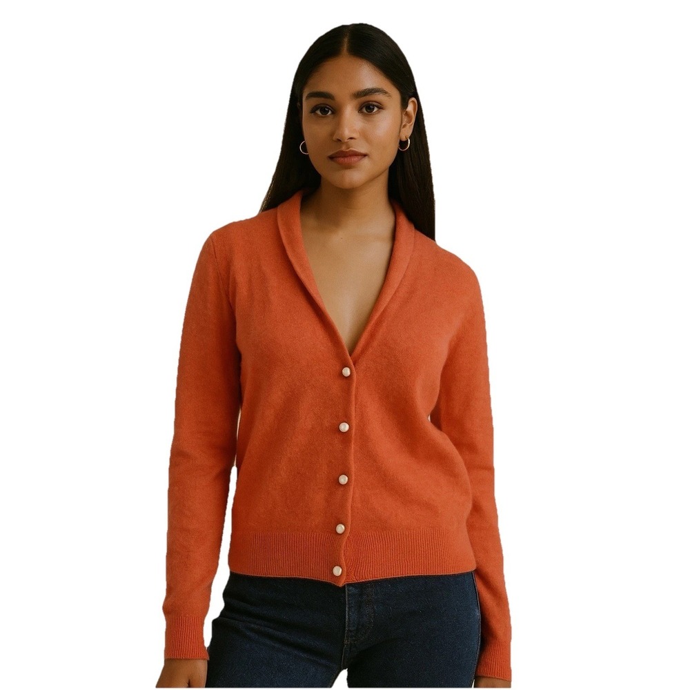 Nougat Womens London Orange Ruched Cropped Shrunken Sweater Lambswool Blend Sz 2